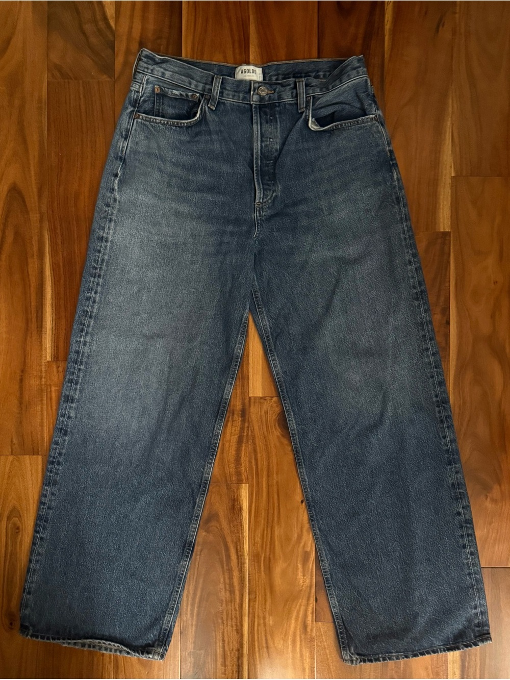 Agolde High-Rise Wide Leg Jeans in Deep Blue